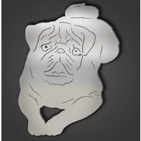 Pug Style 2 Silver Acrylic Mirror - Silver
