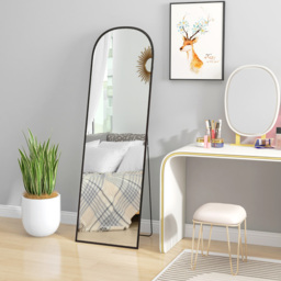 HOMCOM Full Length Mirror w Aluminium Frame - Black / 50cm - thumbnail 4