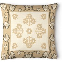 Chenille Floral Woven Detail Cushion - Cream