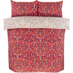 Harrow Microfibre Floral Reversible Duvet Cover Set with Pillowcase - Red / Double - thumbnail 3