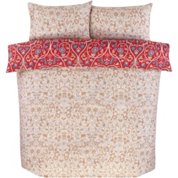 Harrow Microfibre Floral Reversible Duvet Cover Set with Pillowcase - Red / Double - thumbnail 4