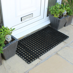 JVL Contract Rondo Rubber Ring Doormat - Pack of 2 - Black - thumbnail 2