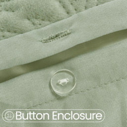 Velvet Embossed Leaf Pattern Duvet Set - Sage / King - thumbnail 3