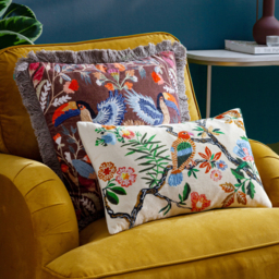 Mirrored Toucan Embroidered Cushion - Multicolour / Polyester - thumbnail 5