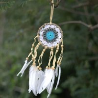 Pastel Blue Macram Dream Catcher - Handmade Bali Spirit, 9cm - Multi