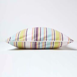 Homescapes Cotton Osaka Green Stripe Cushion Cover - Green / 50cm - thumbnail 3