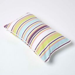 Homescapes Cotton Osaka Green Stripe Cushion Cover - Green / 50cm - thumbnail 4