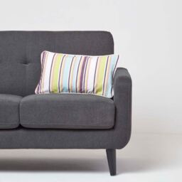 Homescapes Cotton Osaka Green Stripe Cushion Cover - Green / 50cm - thumbnail 2