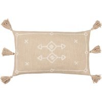 Folis Embroidered Cushion - Stone / 80 Feather 20 Polyester