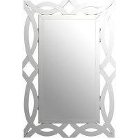 Indus Square Black Lattice Frame Wall Mirror - Silver