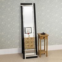 MirrorOutlet Calder Black Glass Venetian Cheval Mirror 150 x 40 cm - Black