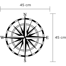 Compass  Wall Art Metal Decorative Object - Black - Black - thumbnail 3