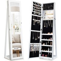 Costway Jewellery Cabinet Armoire Full-Length Mirrored  - White