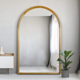MirrorOutlet The Naturalis Solid Oak Framed Arched Leaner Wall Mirror - Oak / 120cm / 190cm - thumbnail 2
