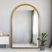MirrorOutlet The Naturalis Solid Oak Framed Arched Leaner Wall Mirror - Oak / 120cm / 190cm - thumbnail 1