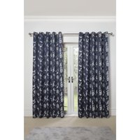 Meadows Lined Eyelet Jacquard Curtains - Navy / 168cm / 137cm - image 1