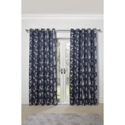 Meadows Lined Eyelet Jacquard Curtains - Navy / 137cm / 168cm - thumbnail 4