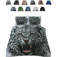 3D Animal Panel Print Duvet Set Premium Polycotton Bedding - Grey / Single