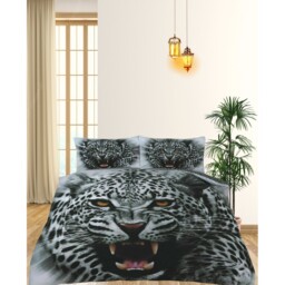 3D Animal Panel Print Duvet Set Premium Polycotton Bedding - Grey / Single - thumbnail 3