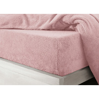Teddy Deep Blush Soft Cosy Thermal Fleece Fitted Sheet - Deep Blush Pink / Double