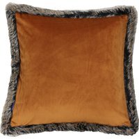 Kiruna Faux Fur Trim Cushion 45 x 45cm - Rust / Feather