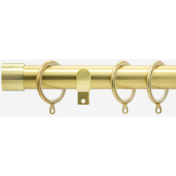 Brushed Gold 28mm End Cap Fixed Length Metal Curtain Pole - Brushed Gold / 105cm - thumbnail 4