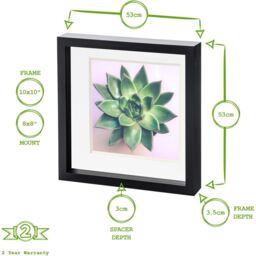 "3D Box Photo Frame - 10 x 10"" with 8x8"" Mount - White" - thumbnail 3