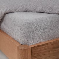 Teddy Fleece Thermal Fitted Bed Sheet - Silver / Superking