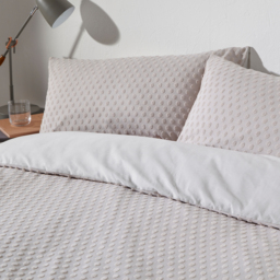 Polka Tuft Cotton Duvet Cover Set - Stone / Double - thumbnail 2