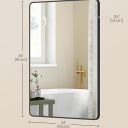 SONGMICS Bathroom Mirror, Wall Mounted Vanity Mirror, Rectangular - Ink Black - thumbnail 3