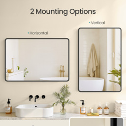 SONGMICS Bathroom Mirror, Wall Mounted Vanity Mirror, Rectangular - Ink Black - thumbnail 4