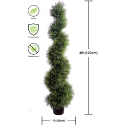 Best Artificial 4ft - 120cm Cedar Spiral Conifer Topiary Tree - Green - thumbnail 4