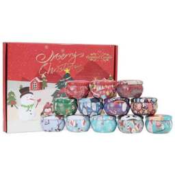 12pc Christmas Aromatherapy Candle Gift Box - Red - thumbnail 2