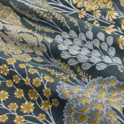 Ophelia Floral Room Darkening Eyelet Curtain Pair - Blue/Saffron / 229cm / 168cm - thumbnail 5