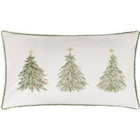 Twinkling Tree Trio Embroidered Cushion - Green / Feather
