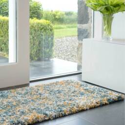 Mottled Soft Shaggy Area Rug - Teal & Yellow / 240 x 60cm - thumbnail 4