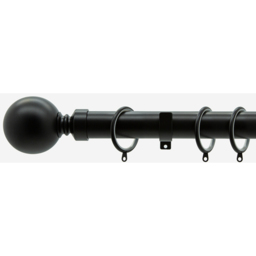 Matt Black 28mm Ball Fixed Length Metal Curtain Pole - Matt Black / 125cm - thumbnail 5