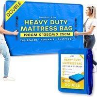 Heavy Duty Mattress Bag for Moving - Reusable Waterproof Mattress Cover - Blue / Double - thumbnail 1