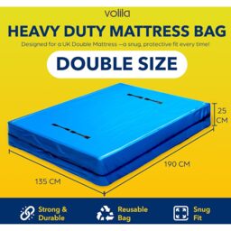 Heavy Duty Mattress Bag for Moving - Reusable Waterproof Mattress Cover - Blue / Double - thumbnail 2
