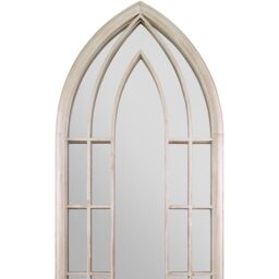 MirrorOutlet The Somerley Extra Large Rustic Framed Arched Gothic Mirror - Stone / 190cm - thumbnail 2