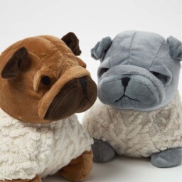 Luxury Fabric Pug Doorstop Set of 2 - Grey, Brown - thumbnail 4