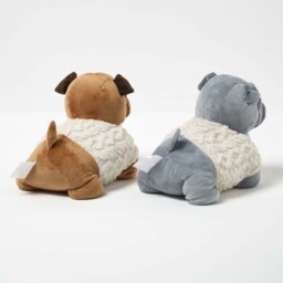 Luxury Fabric Pug Doorstop Set of 2 - Grey, Brown - thumbnail 3