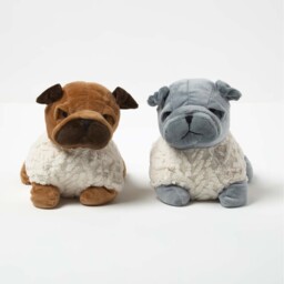 Luxury Fabric Pug Doorstop Set of 2 - Grey, Brown - thumbnail 2