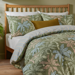 Kentia Printed Soft Touch Duvet Cover Set - Palm Green / Single - thumbnail 2