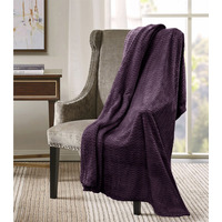 Snug Soft Chevron Patterned Blanket Mink Throw - Aubergine / 150x200 - image 1