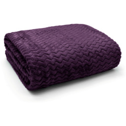 Snug Soft Chevron Patterned Blanket Mink Throw  - Aubergine / 150x200 - thumbnail 5