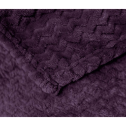 Snug Soft Chevron Patterned Blanket Mink Throw  - Aubergine / 150x200 - thumbnail 3