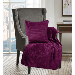 Snug Soft Chevron Patterned Blanket Mink Throw  - Aubergine / 150x200 - thumbnail 2