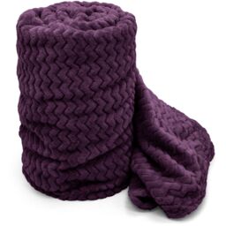 Snug Soft Chevron Patterned Blanket Mink Throw  - Aubergine / 150x200 - thumbnail 4