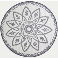 Homescapes Outdoor Rug Waterproof Reversible, 180 cm Round, White and Grey Henna - Grey